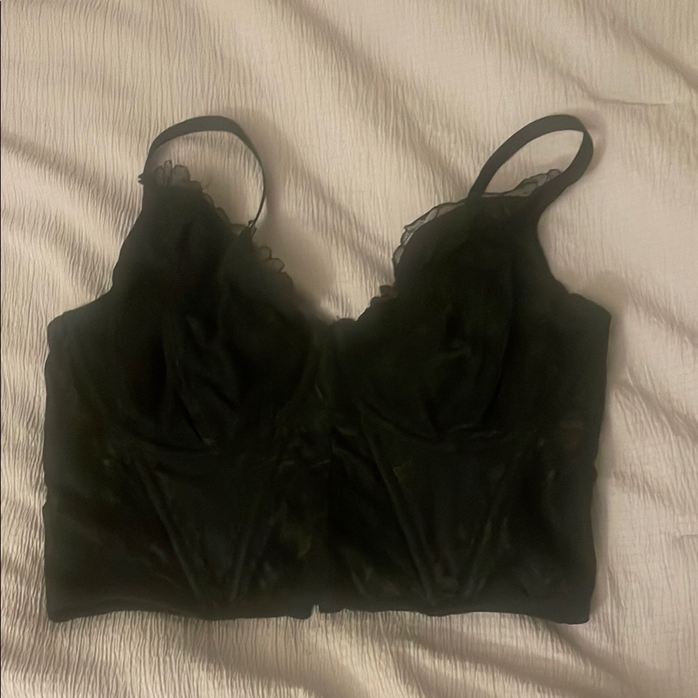 Black Lace& Mesh Trim Hollister Corset Top